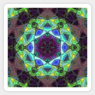 Mosaic Mandala Flower Purple Green and Blue Sticker